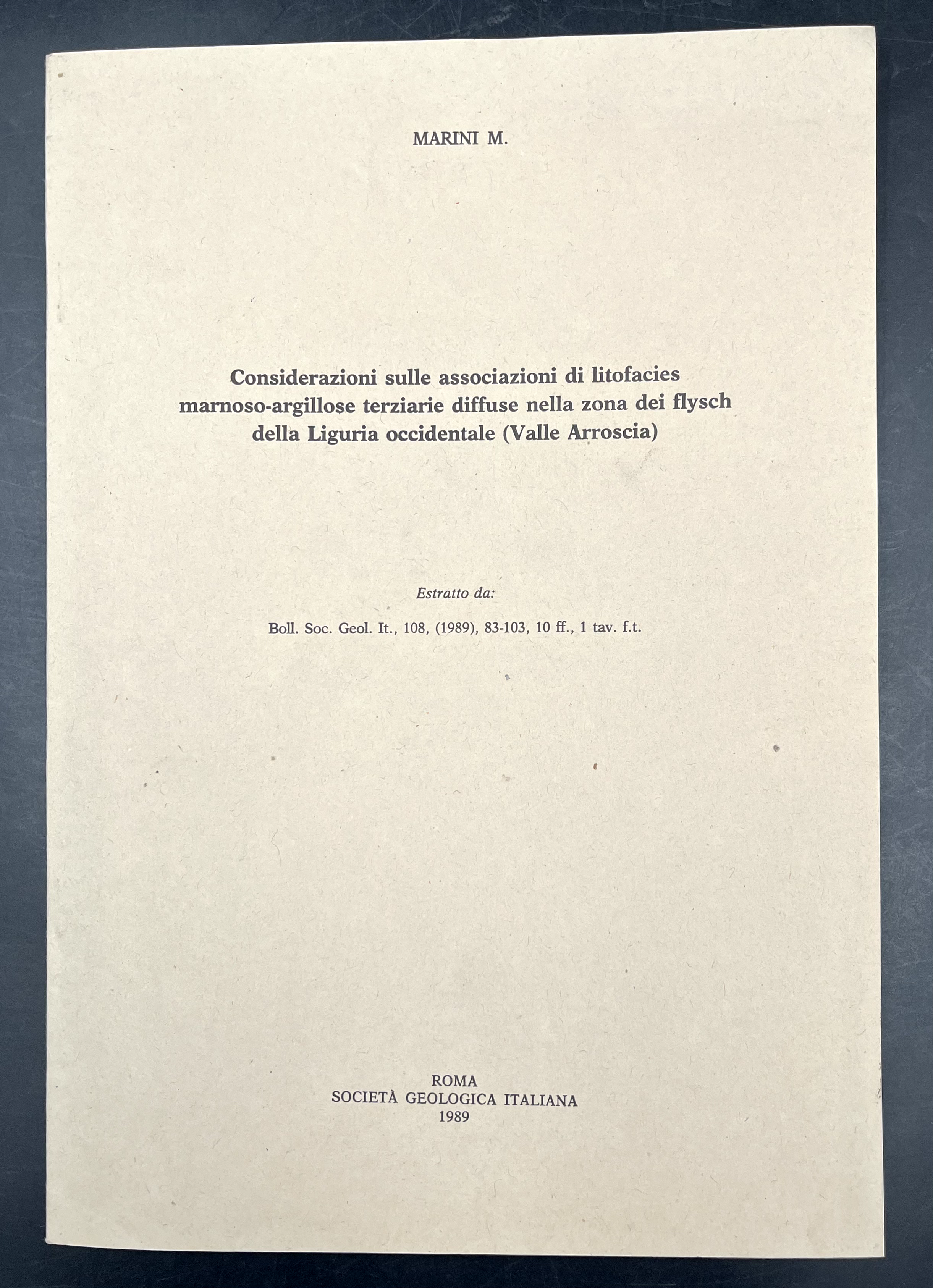 Considerazioni sulle ASSOCIAZIONI di LITOFACIES MARNOSO-ARGILLOSE TERZIARIE diffuse nella zona …