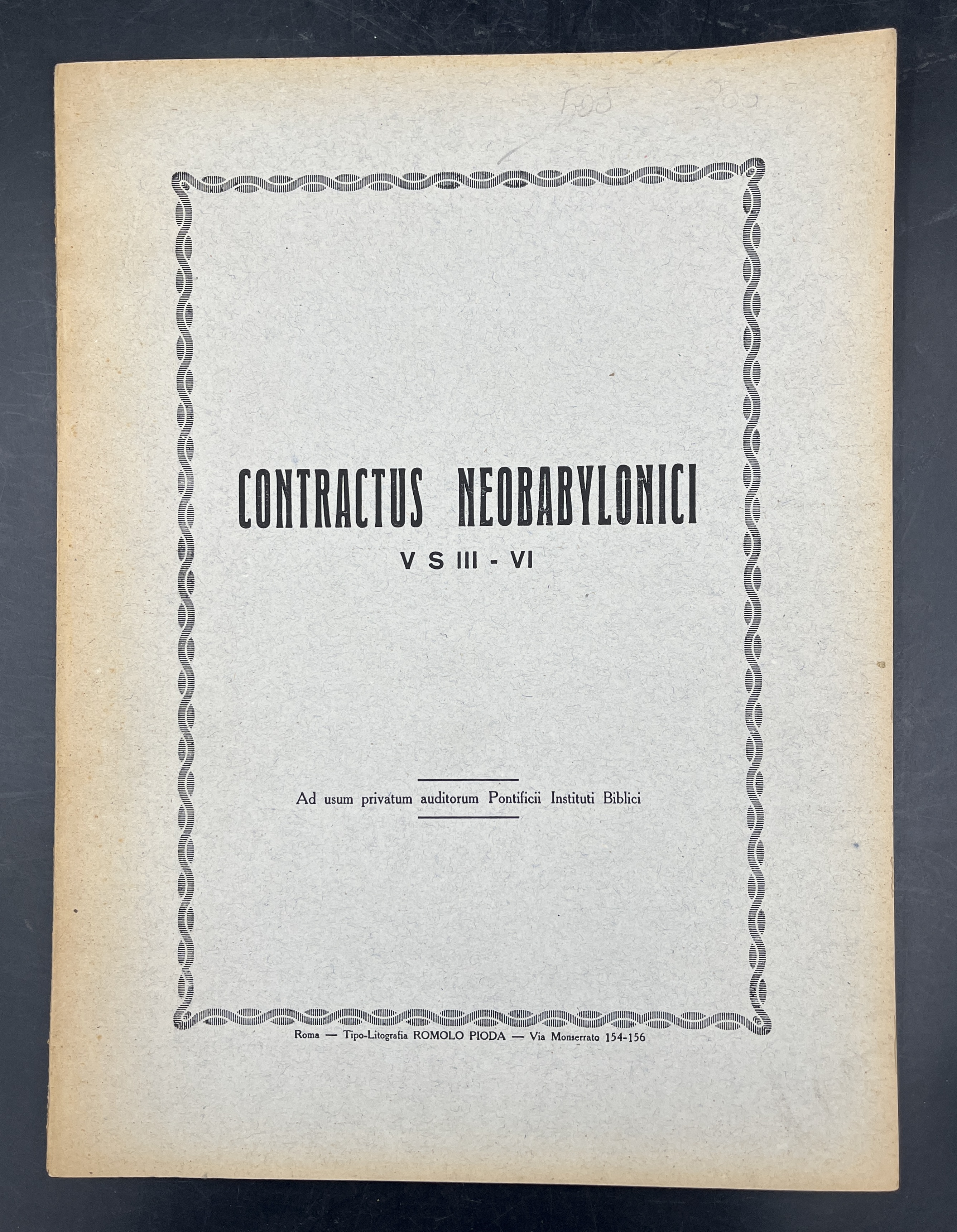 CONTRACTUS NEOBABYLONICI V S III- VI Ad usum privatum auditorum …