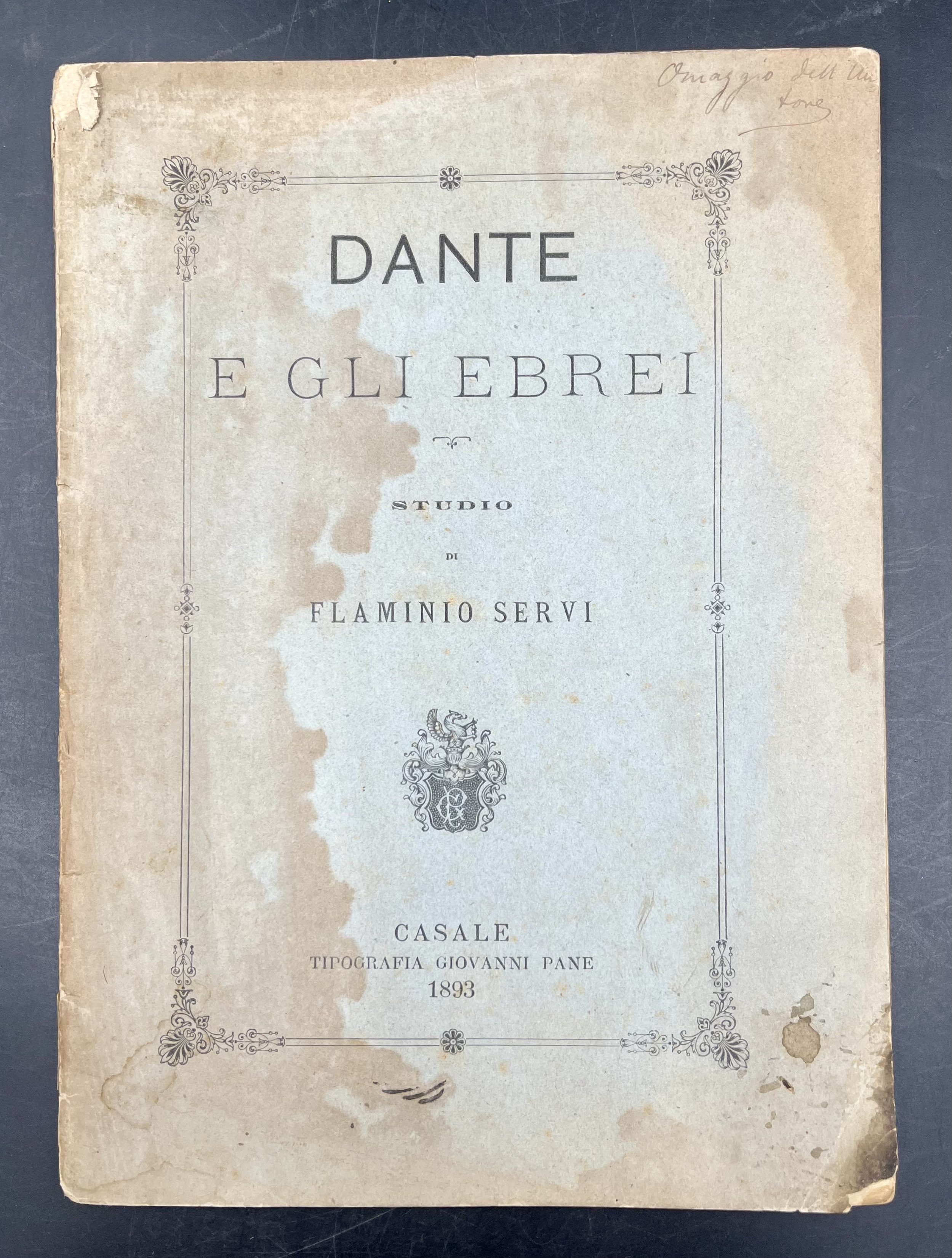 DANTE e gli EBREI. Studio di Flaminio Servi. Per le …