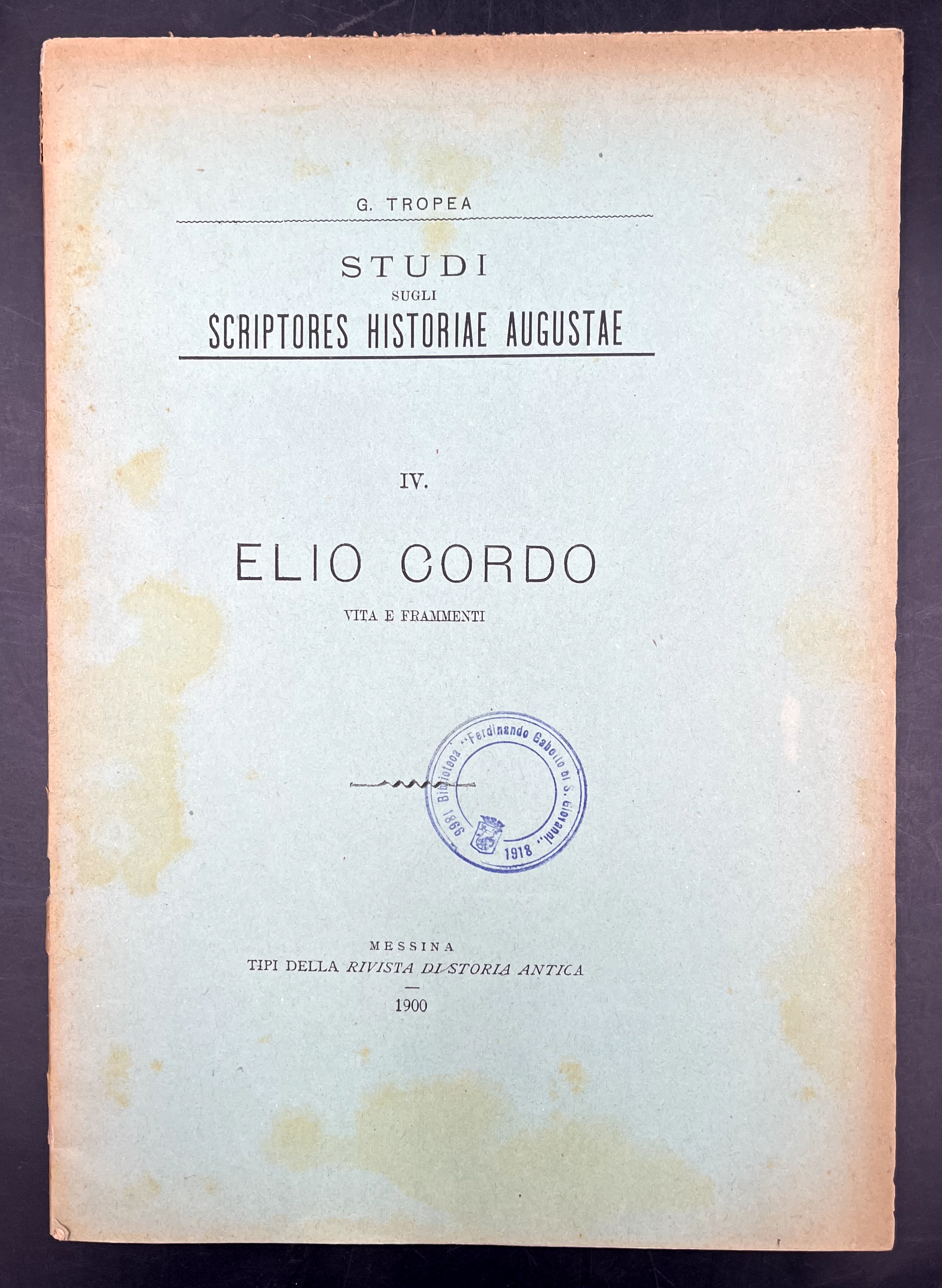 ELIO CORDO. Vita e frammenti Collana "Studi sugli Scriptores Historiae …