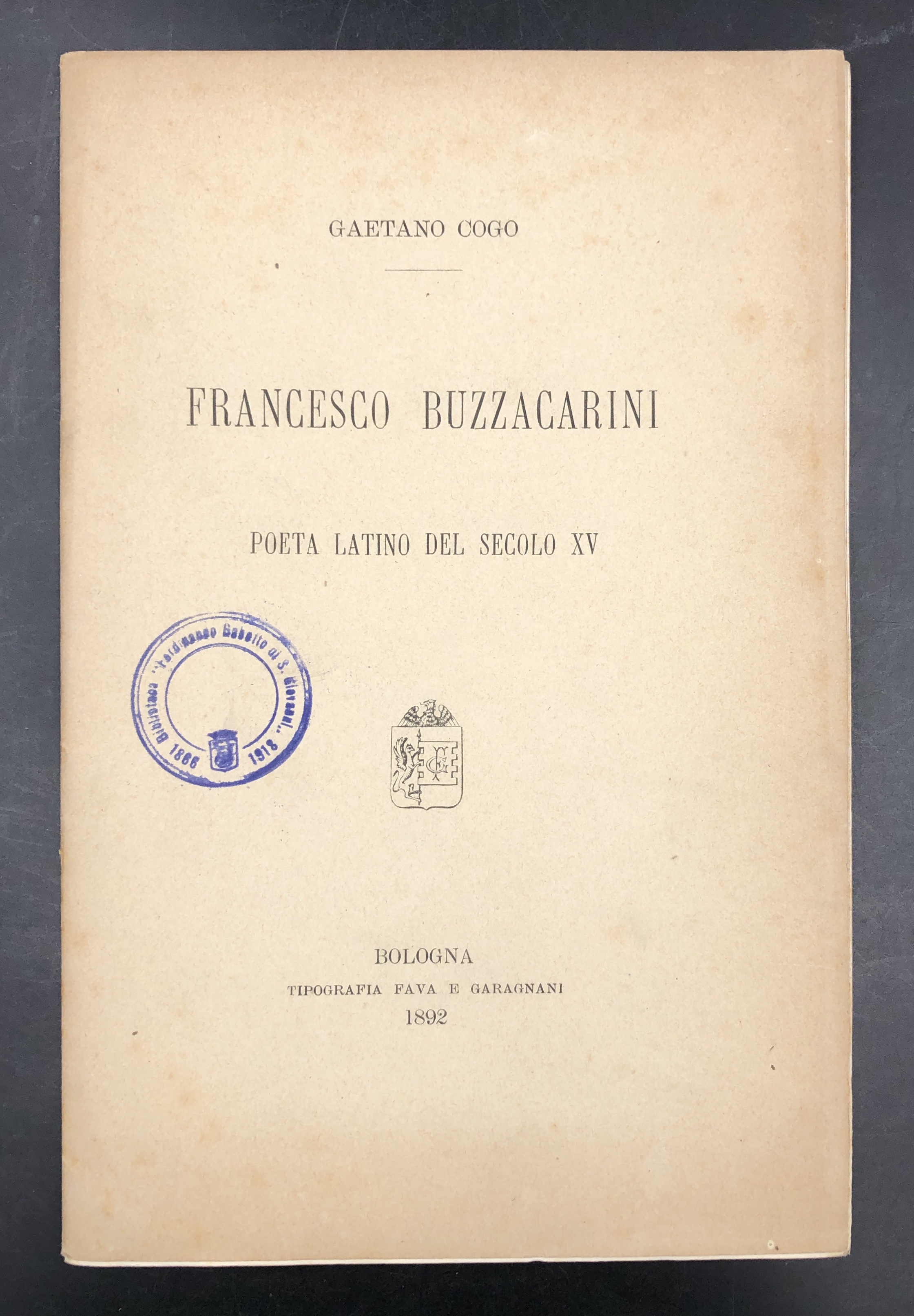Francesco BUZZACARINI poeta latino del secolo XV di cui è …