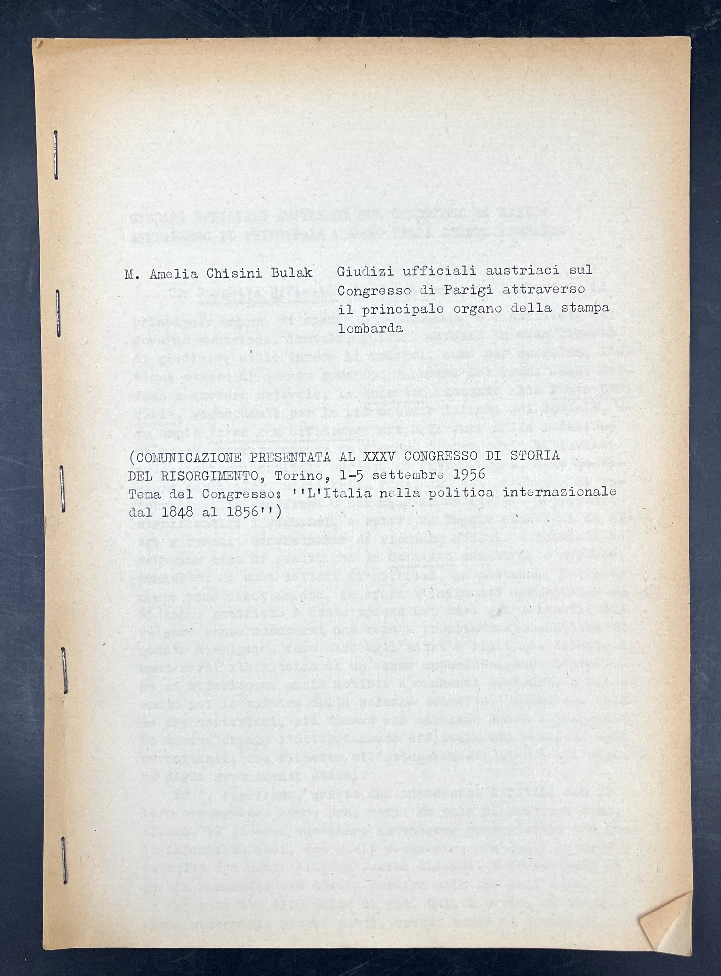 GIUDIZI UFFICIALI AUSTRIACI sul CONGRESSO di PARIGI attraverso il principale …