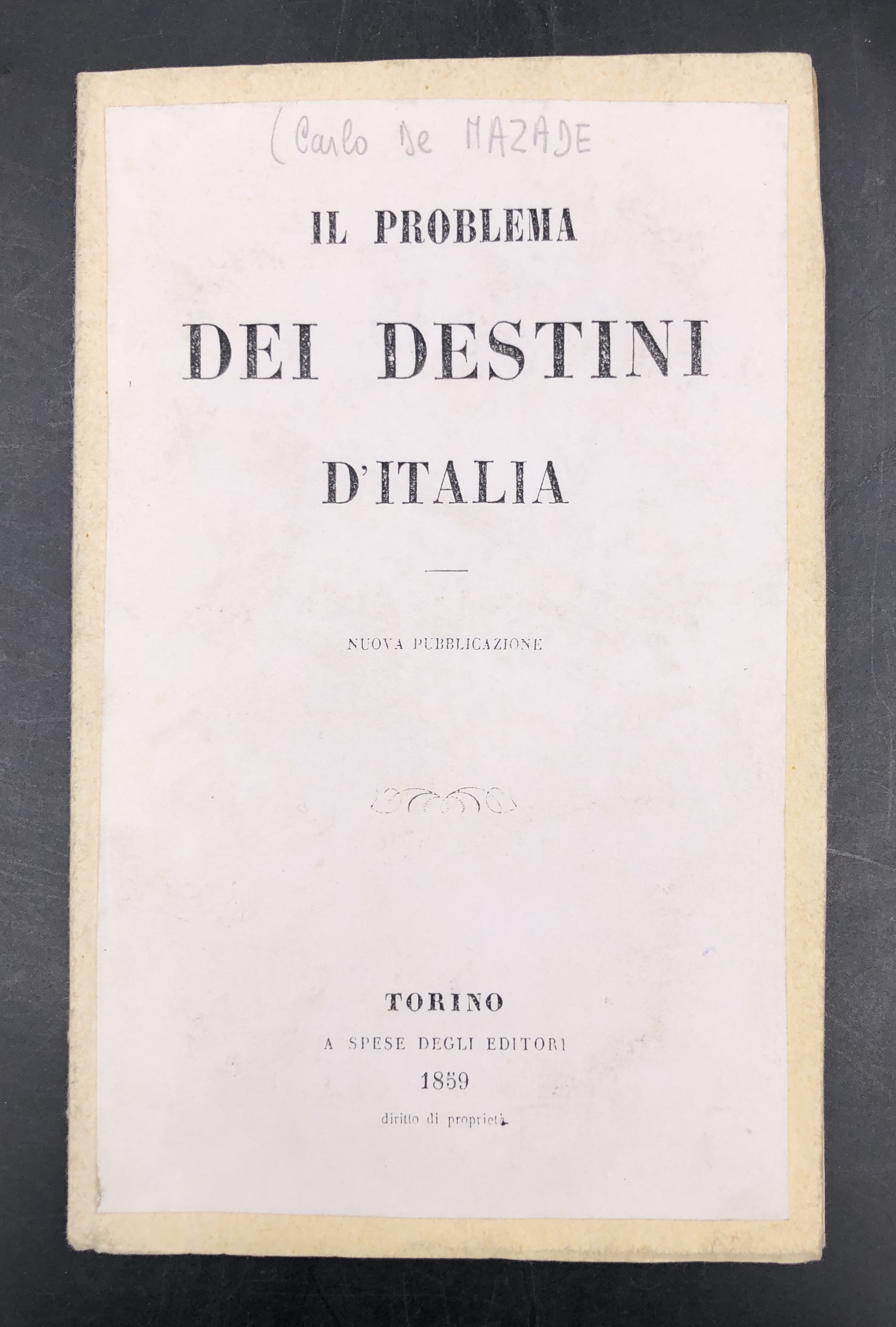Il problema dei DESTINI d'ITALIA. Nuova pubblicazione.