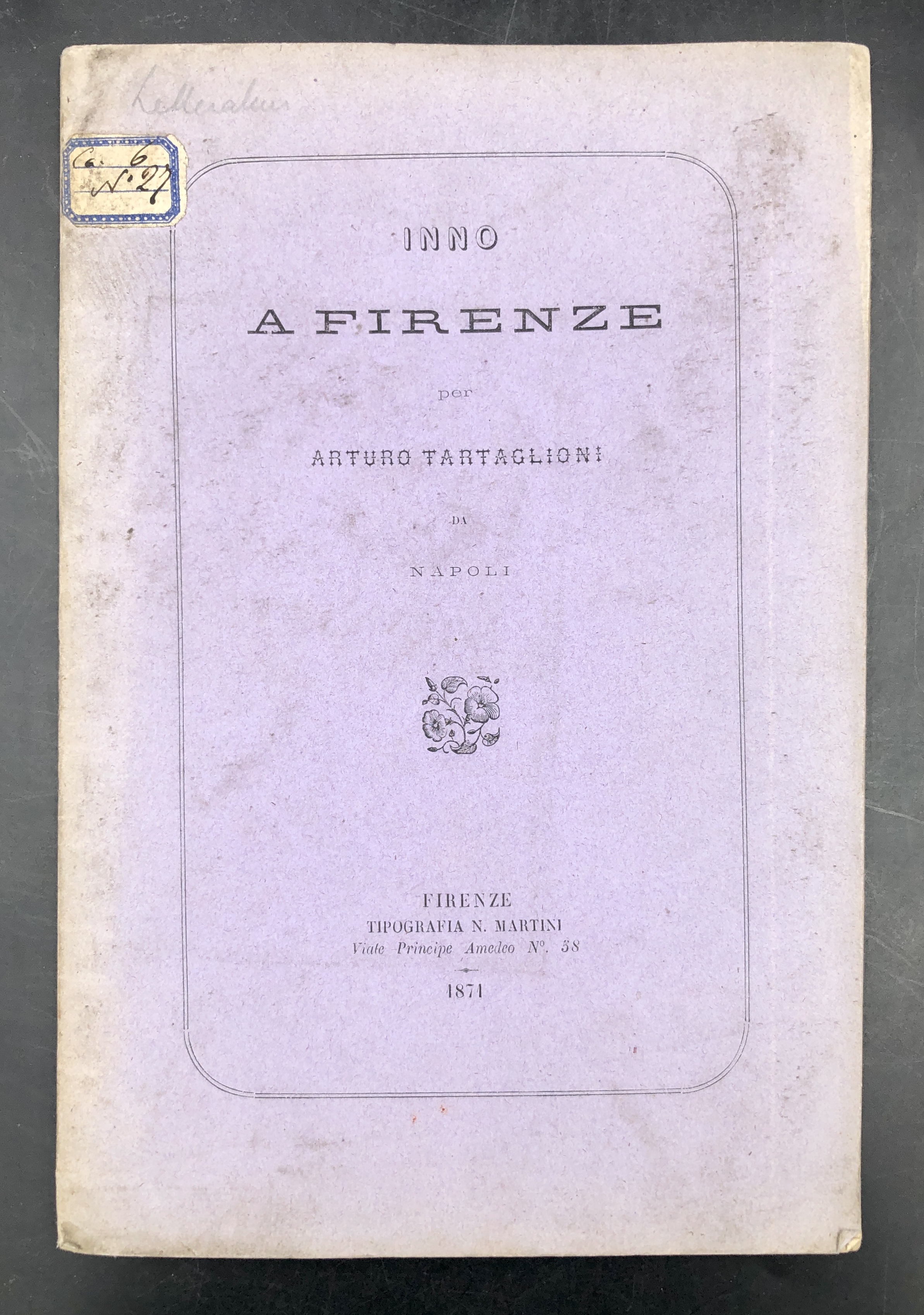 INNO a FIRENZE per Arturo TARTAGLIONI da Napoli.