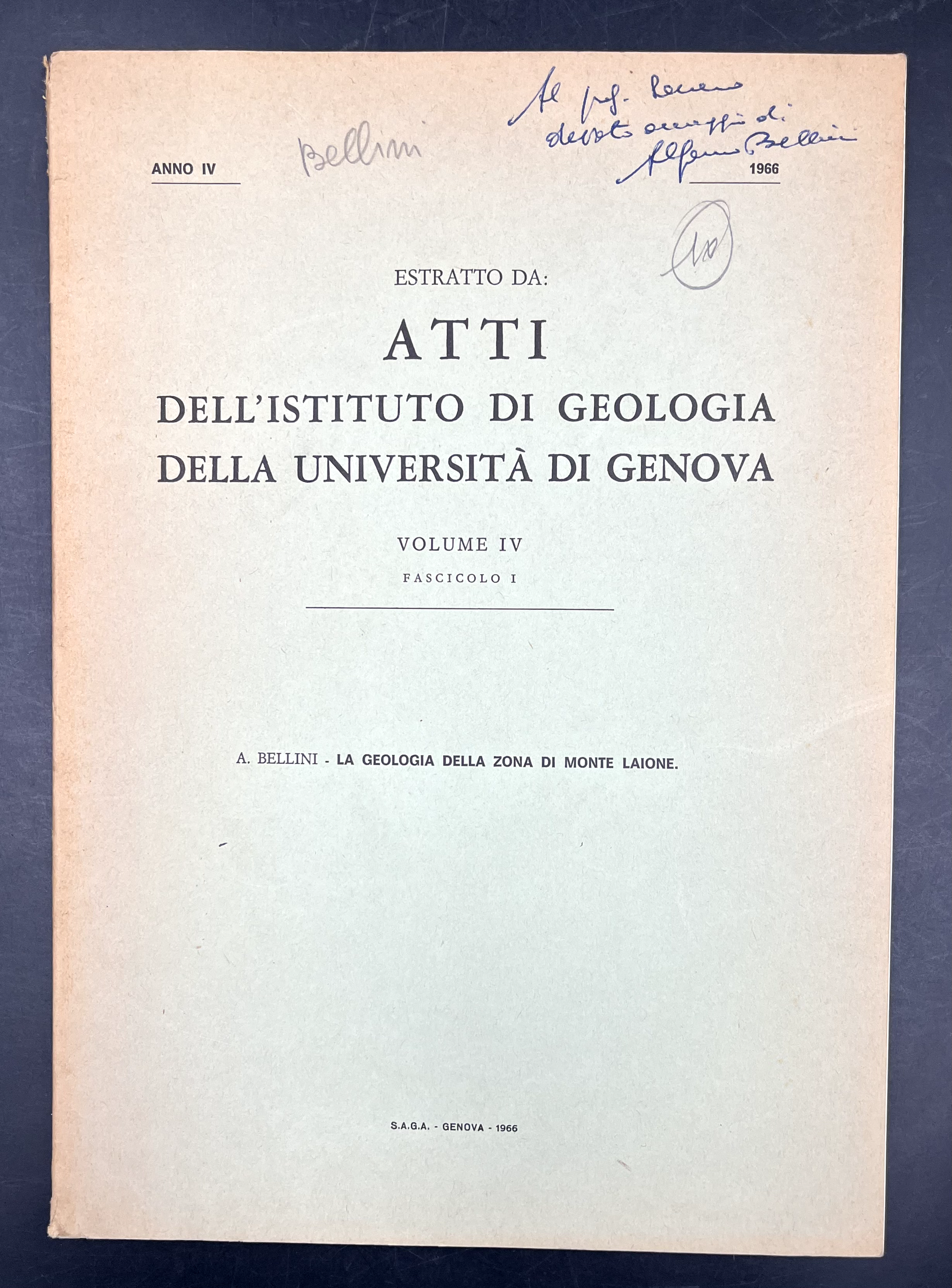 La GEOLOGIA della ZONA di MONTE LAIONE. Estr. orig. da …