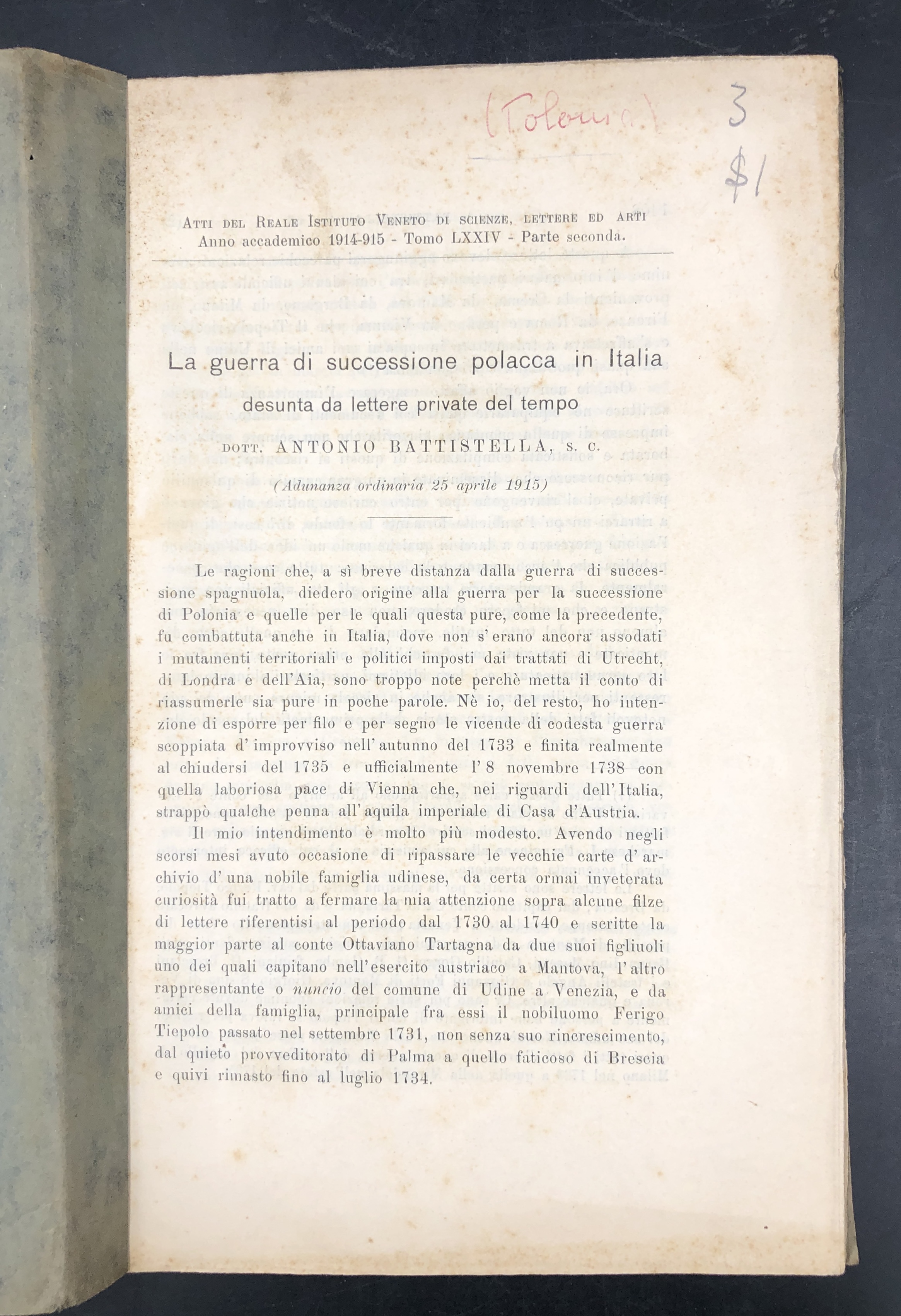 La GUERRA di SUCCESSIONE POLACCA in ITALIA desunta da LETTERE …