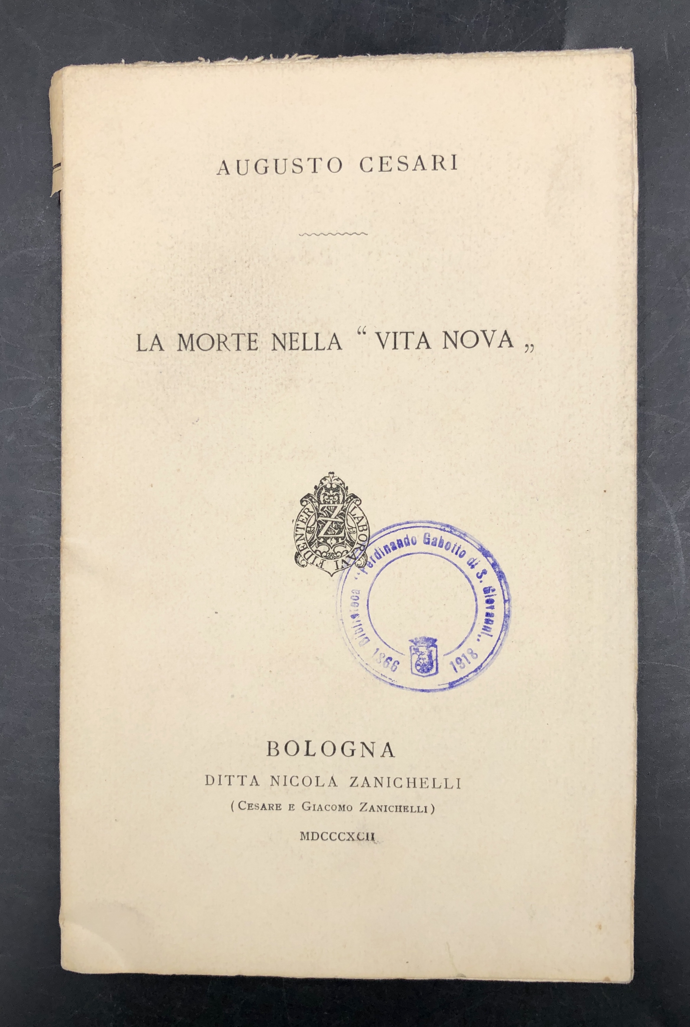 La MORTE nella "VITA NOVA". [di Dante Alighieri].