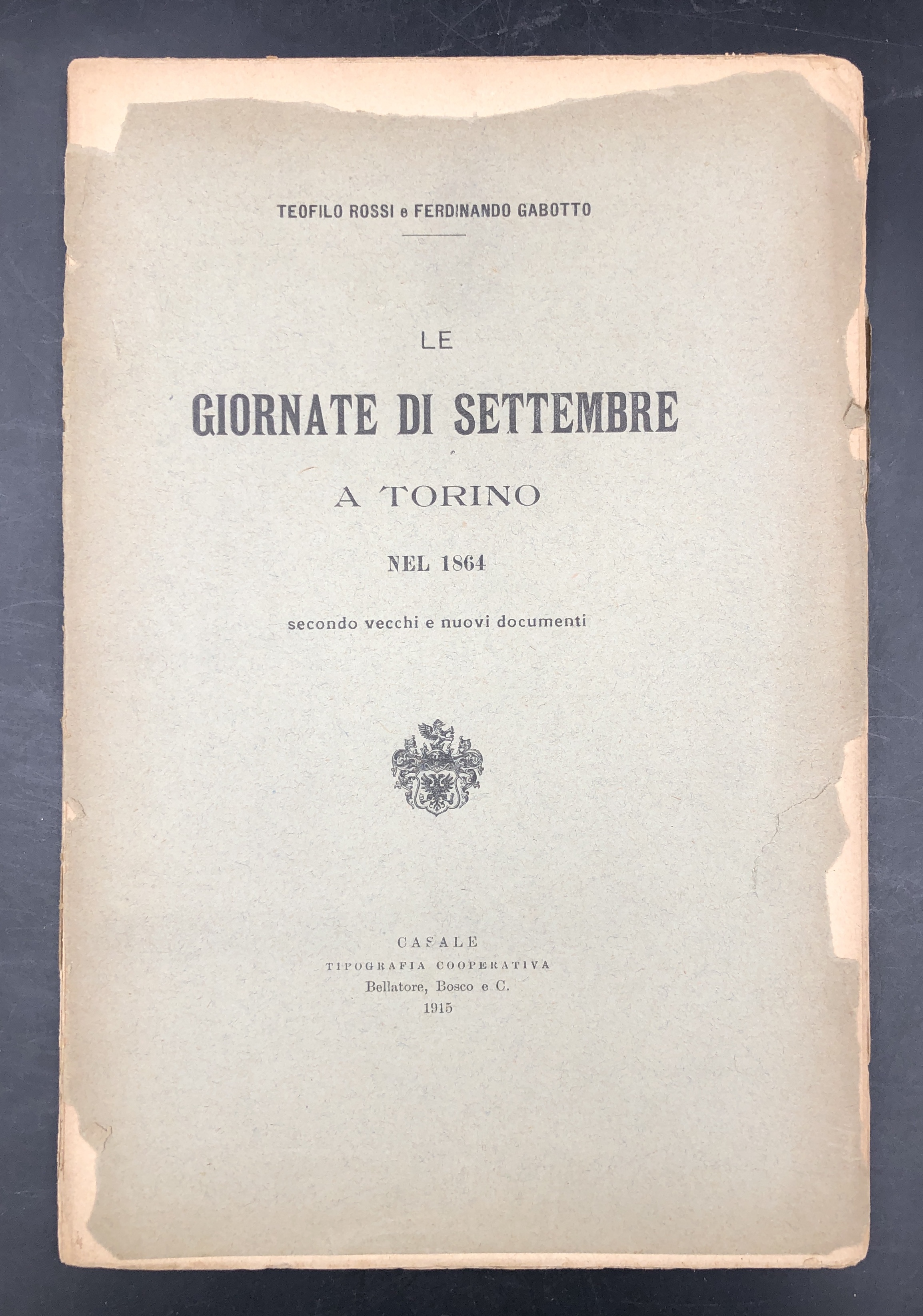 Le GIORNATE di SETTEMBRE a TORINO nel 1864 secondo vecchi …