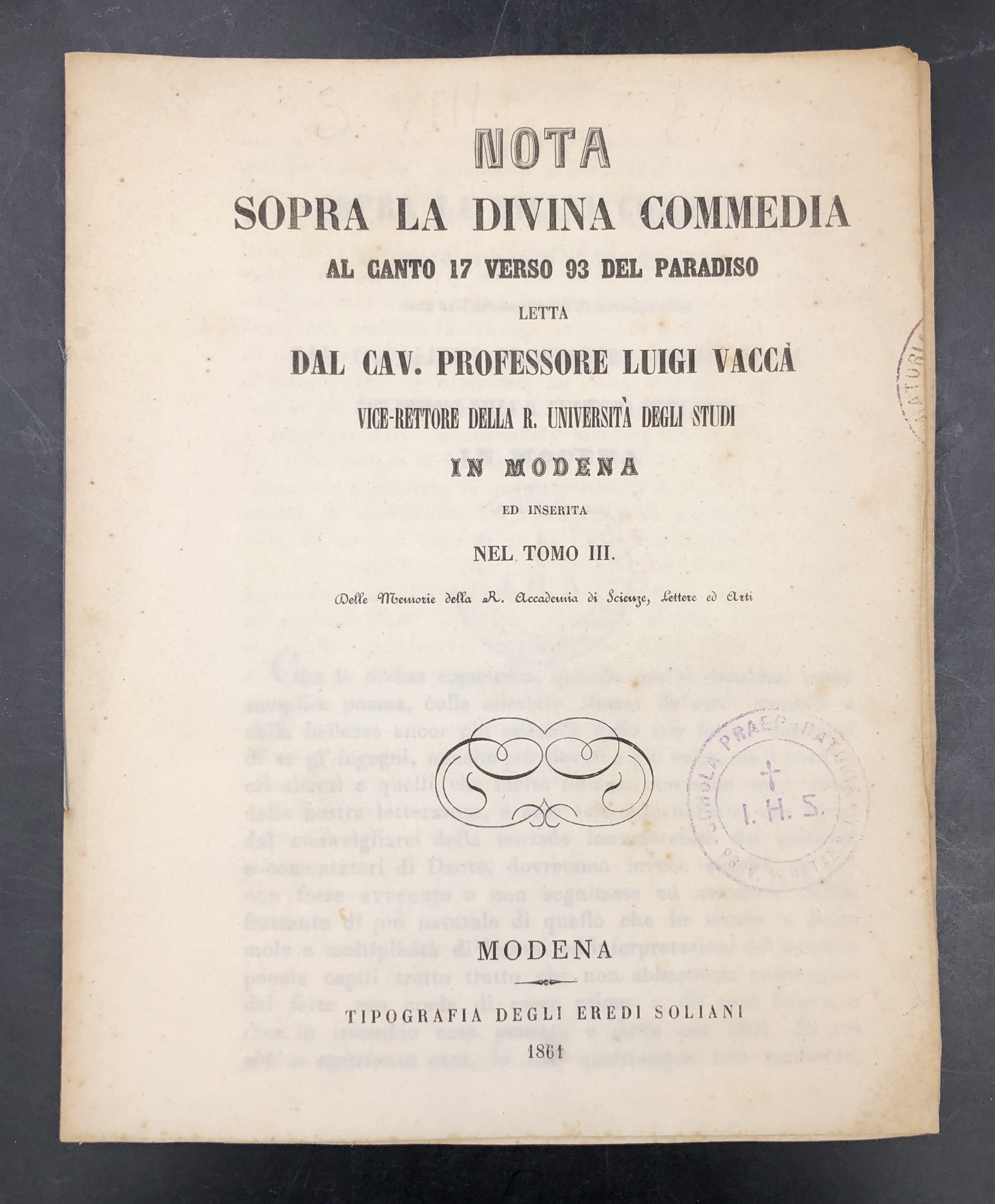 Nota sopra la DIVINA COMMEDIA al CANTO 17 verso 93 …