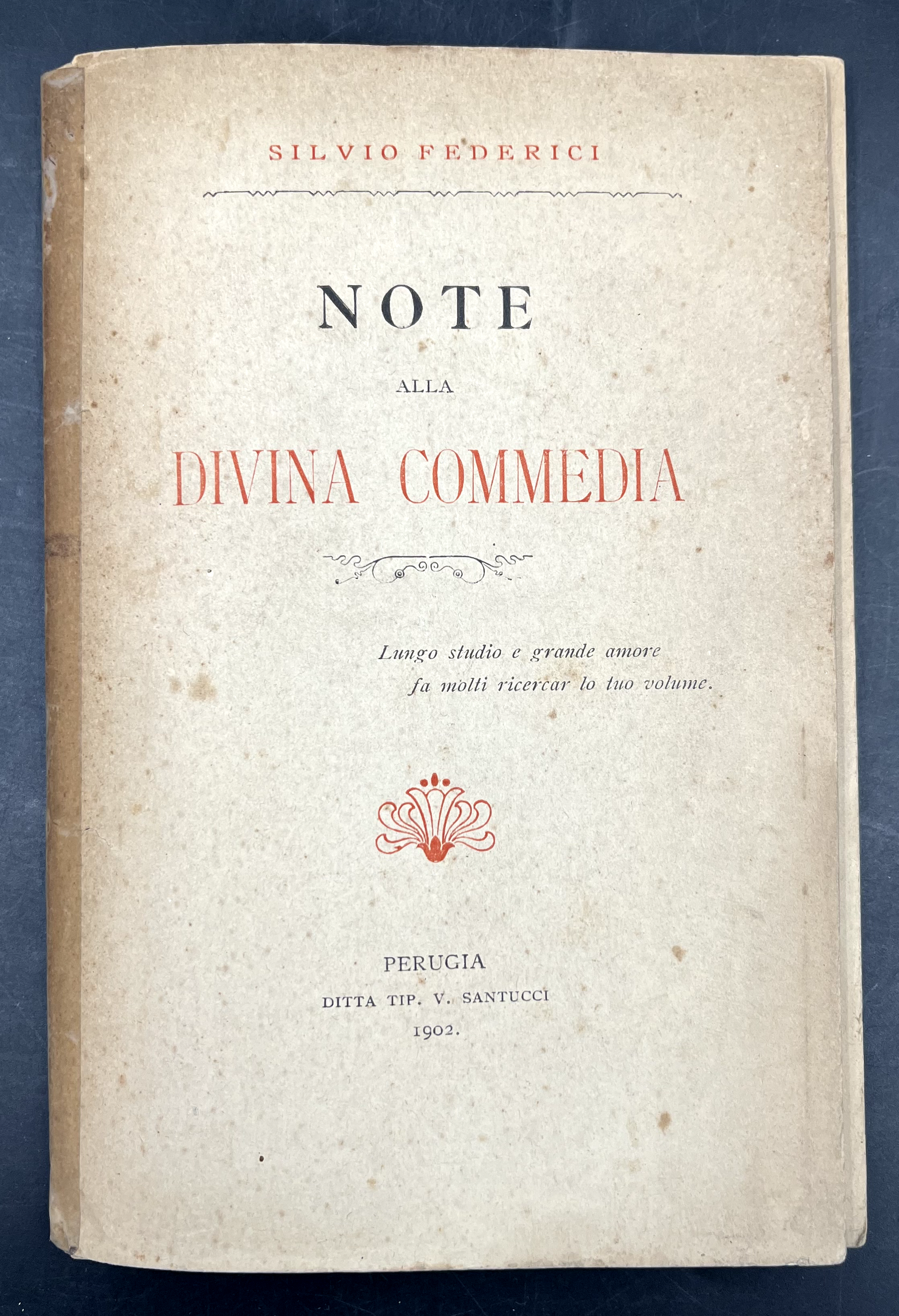 NOTE alla DIVINA COMMEDIA + note manoscritte su foglietti sciolti …