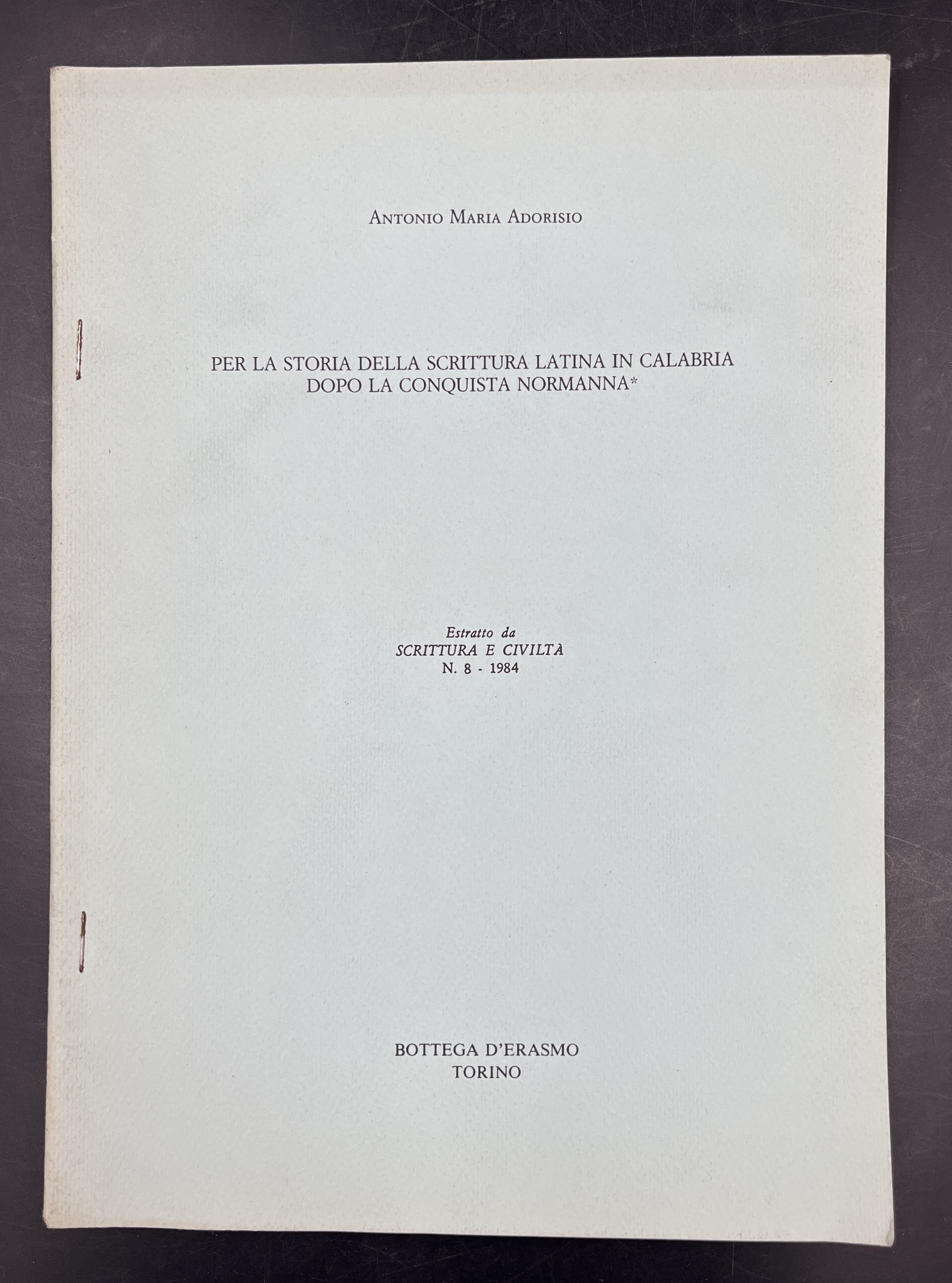 Per la STORIA della SCRITTURA LATINA in CALABRIA dopo la …