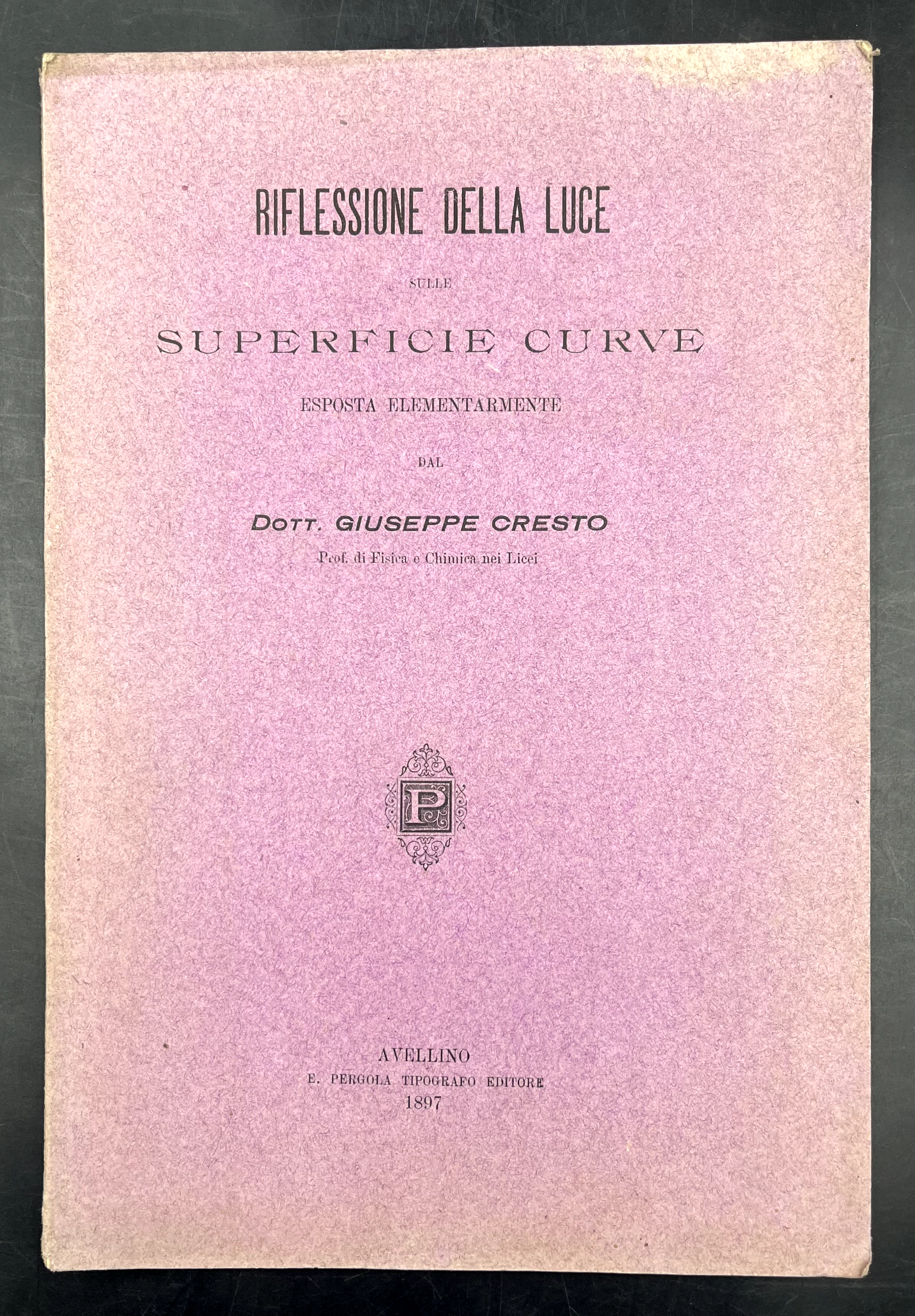 RIFLESSIONE della LUCE sulle SUPERFICIE CURVE esposta elementarmente. Con DEDICA.