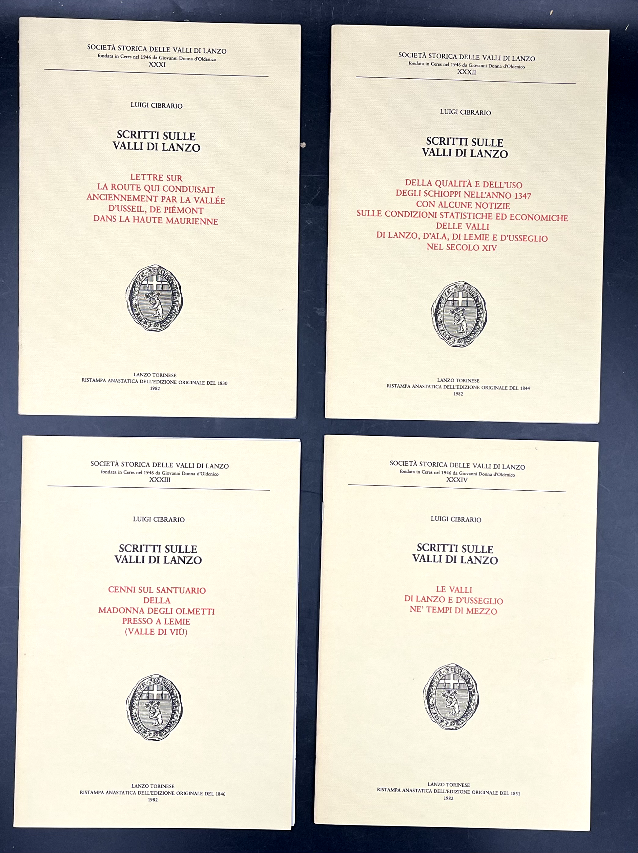 SCRITTI sulle VALLI di LANZO. Ristampa anastatica dell'edizione originale del …