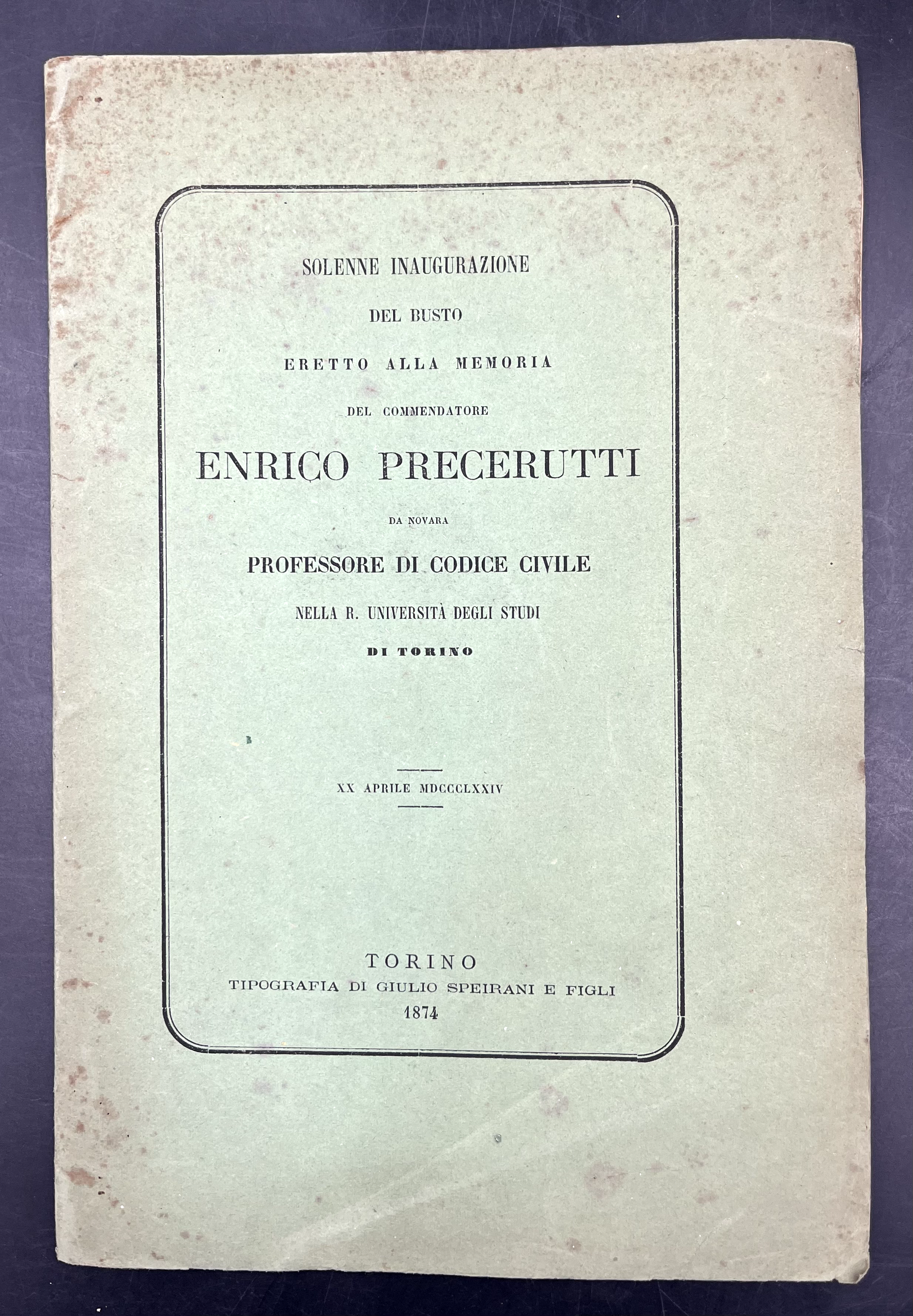 Solenne inaugurazione del busto eretto alla Memoria del Commendatore Enrico …