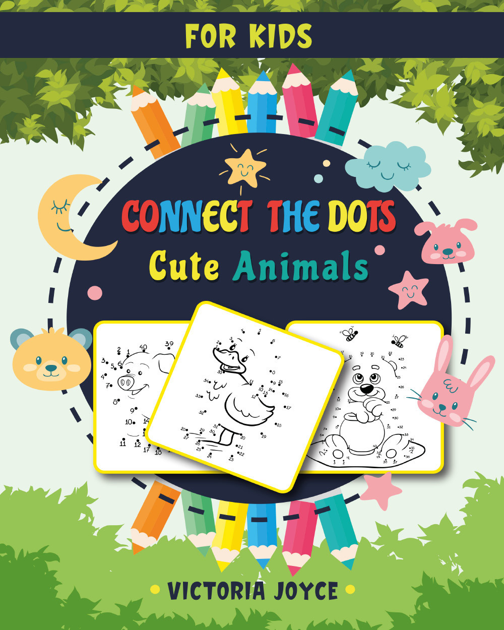 Connect the dots for kids. Cute animals