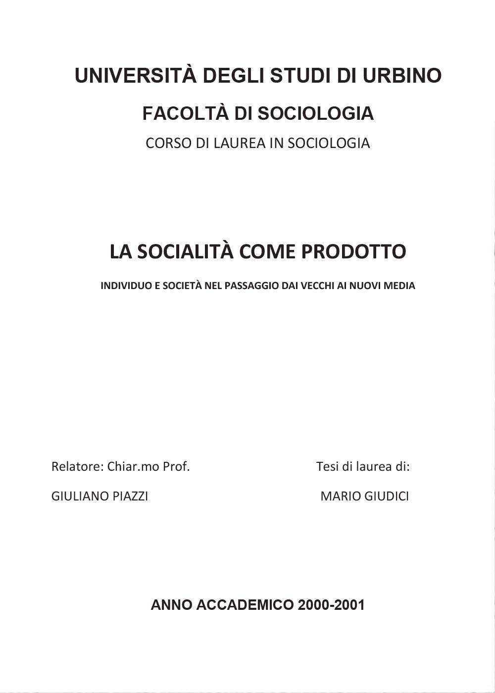 La socialità come prodotto