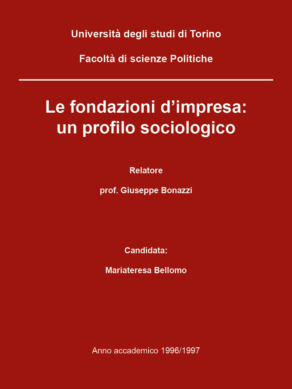 Le fondazioni d'impresa: un profilo sociologico