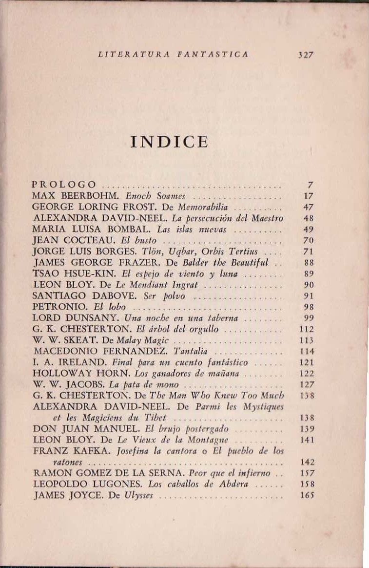 Antología de la literatura fantástica. Prólogo de Adolfo Bioy Casares.