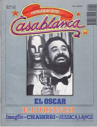 CASABLANCA. PAPELES DE CINE. Nº 29. Ernst Lubitsch. Entrevistas: Yvonne …