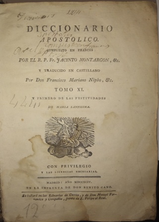 Diccionario Apostólico. Tomo 11. Traducción de Francisco Mariano Nipho.