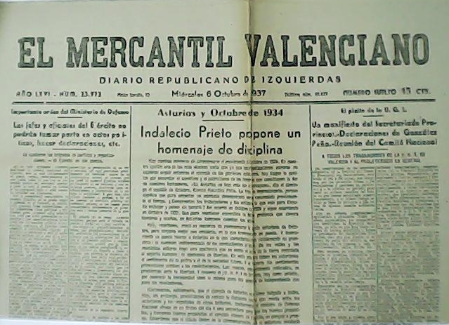 EL MERCANTIL VALENCIANO. Diario republicano de izquierdas. Año LXVI. Nº23.972.