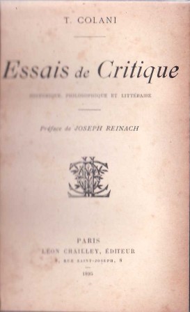 Essais de Critique Historique, Philosophique et Littéraire.