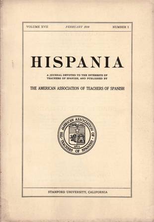 HISPANIA. vol. XVII. Nº 1. February, 1934. A Journal Devoted …