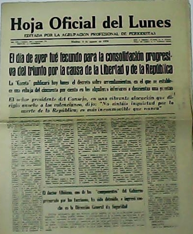 HOJA OFICIAL DEL LUNES. Año VII. Nº300.