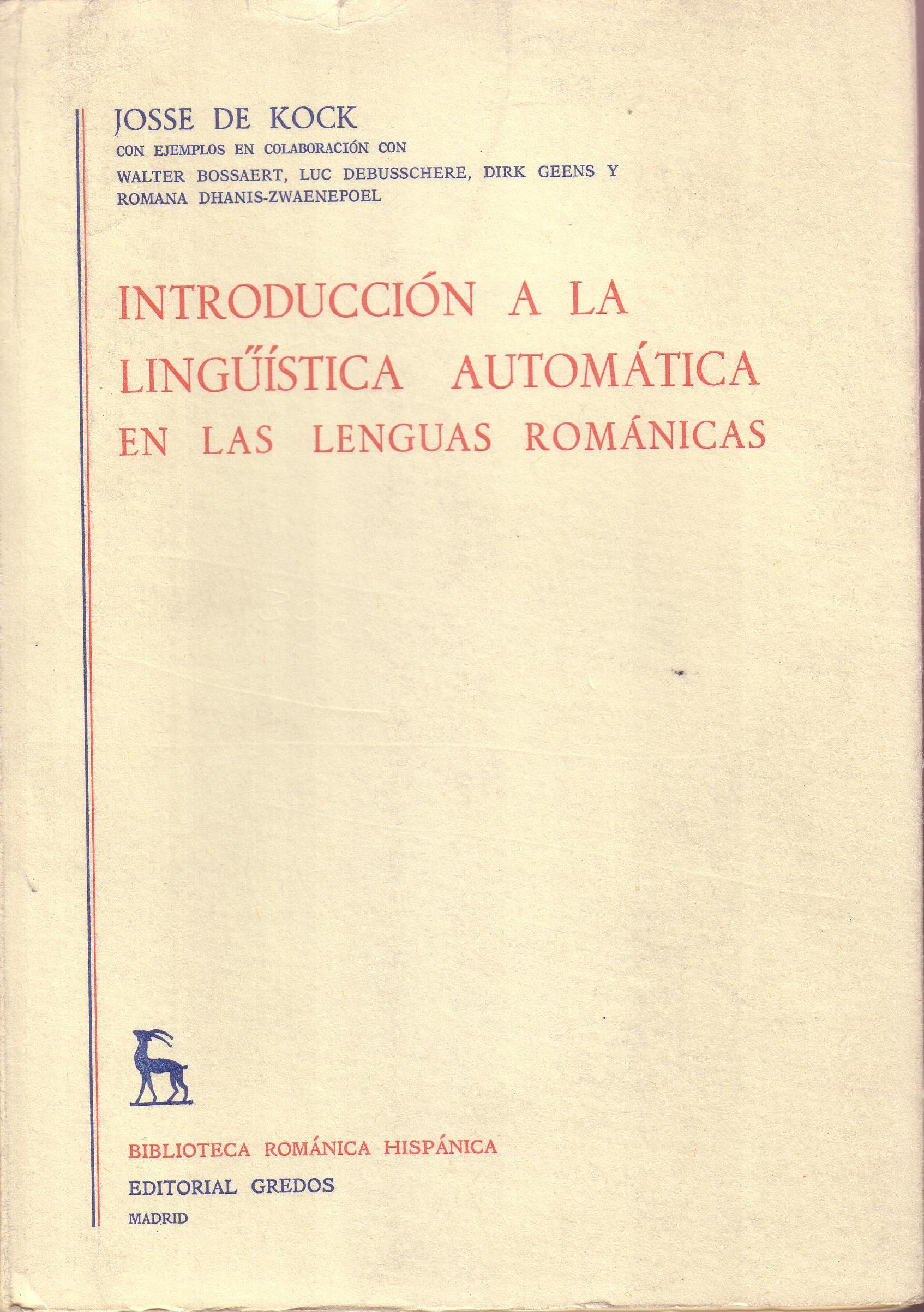 Introducción a la lingüística automática en las lenguas románicas.