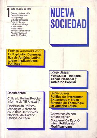 NUEVA SOCIEDAD, Revista.- Nº1. Director: Alberto Baeza Flores. Sumario: La …