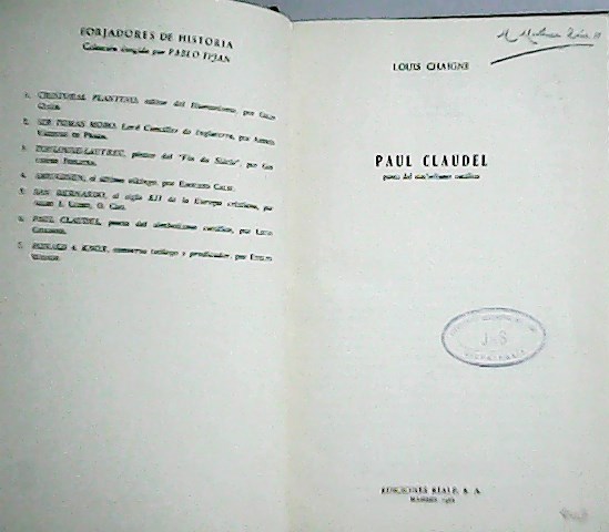 Paul Claudel poeta del simbolismo católico. Traducción de Mariano Rodríguez.