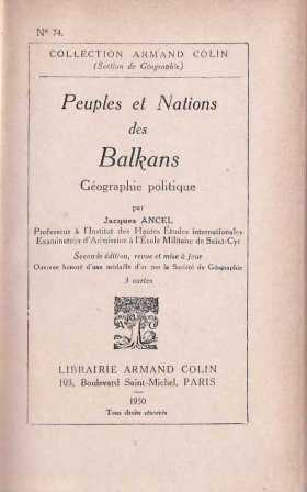 Peuples et Nations des Balkans. Géographie politique.