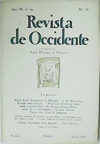 REVISTA DE OCCIDENTE.- Año III, 2ª época, nº29. Revista Fundada …