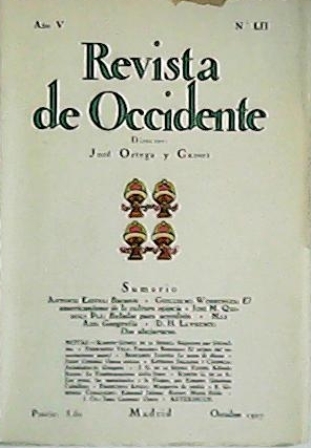 REVISTA DE OCCIDENTE, nºLII.- Director: J. Ortega y Gasset. Colaboran: …