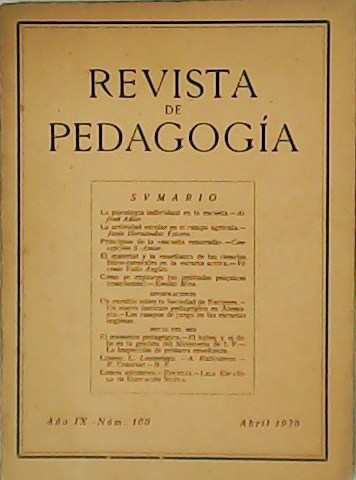 Revista de Pedagogía. Año IX. Nº 100. Colaboran: Alfred Adler, …