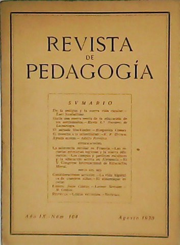 Revista de Pedagogía. Año IX. Nº 104. Colaboran: Luis Santullano, …