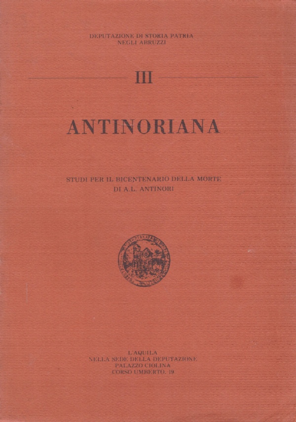 ANTINORIANA III. Studi per il bicentenario della morte di Antonio …