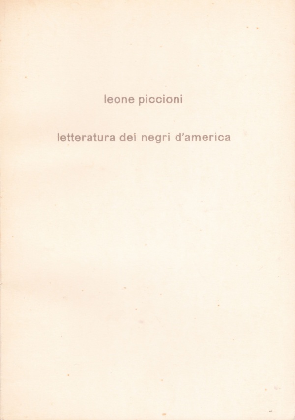 LETTERATURA DEI NEGRI D’AMERICA