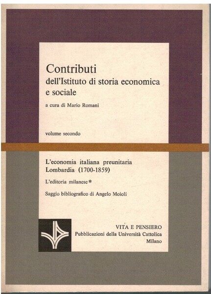 Contributi dell'istituto di storia economica e sociale volume secondo