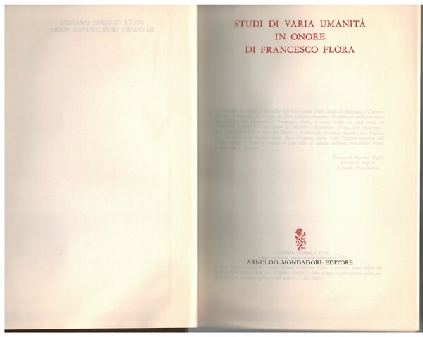Studi di varia umanità in onore di Francesco Flora