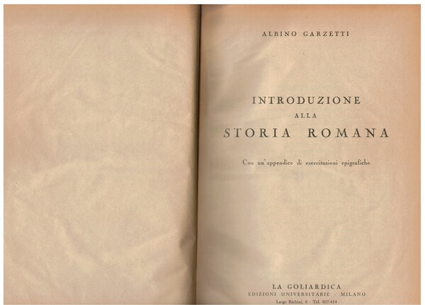 Introduzione alla storia romana con un'appendice di esercitazioni epigrafiche