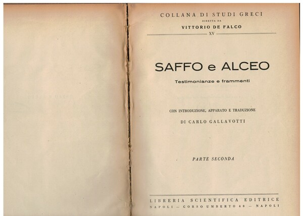 Saffo e Alceto testimonianze e frammenti