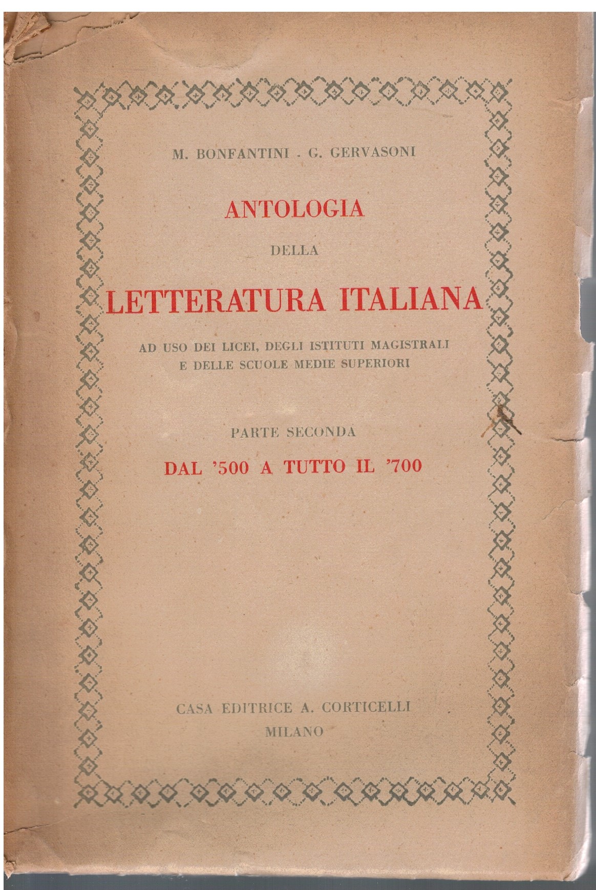 Antologia della letteratura italiana Parte seconda
