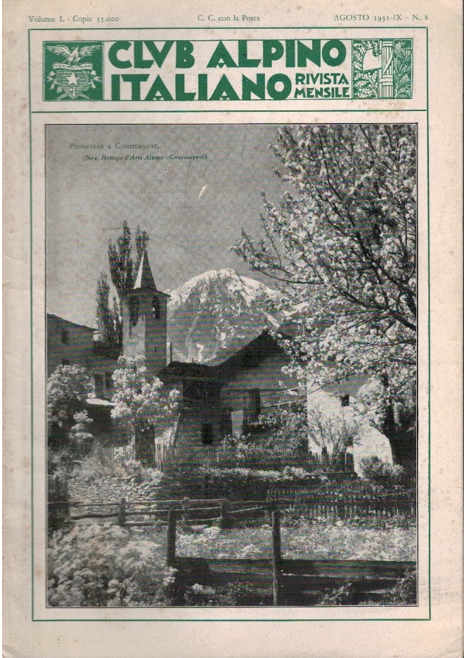 Club Alpino italiano rivista mensile N.8 Agosto 1931