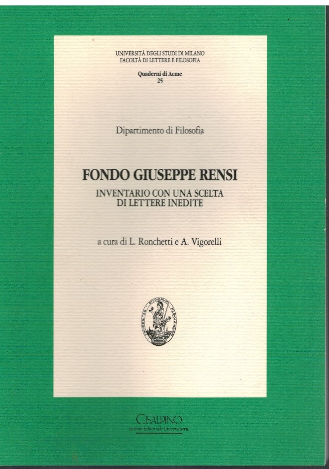 Fondo Giuseppe Rensi Inventario con una scelta di lettere inedite