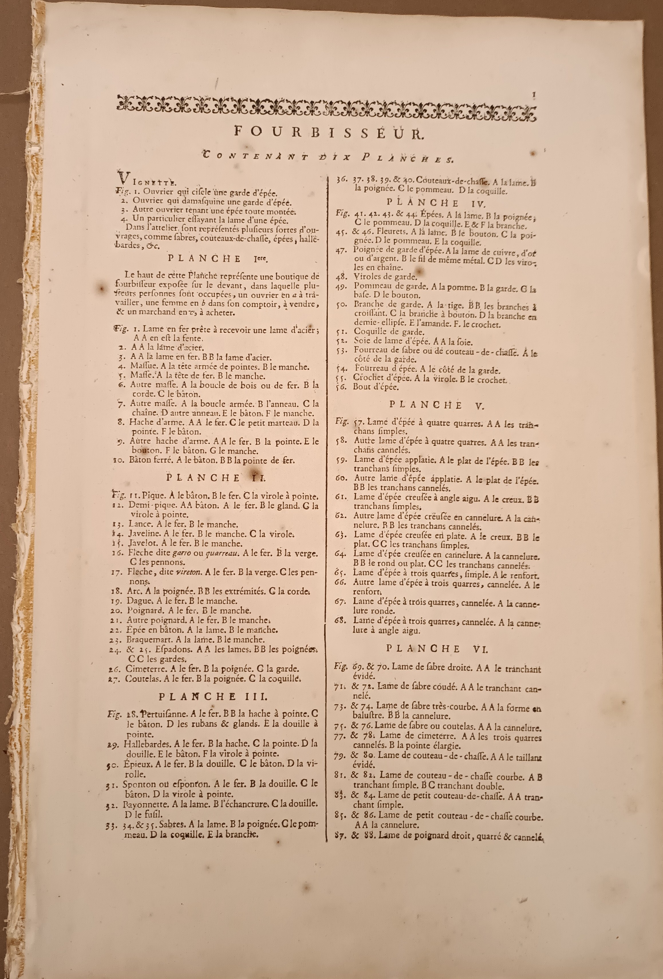 Fournisseur contenant dix planches