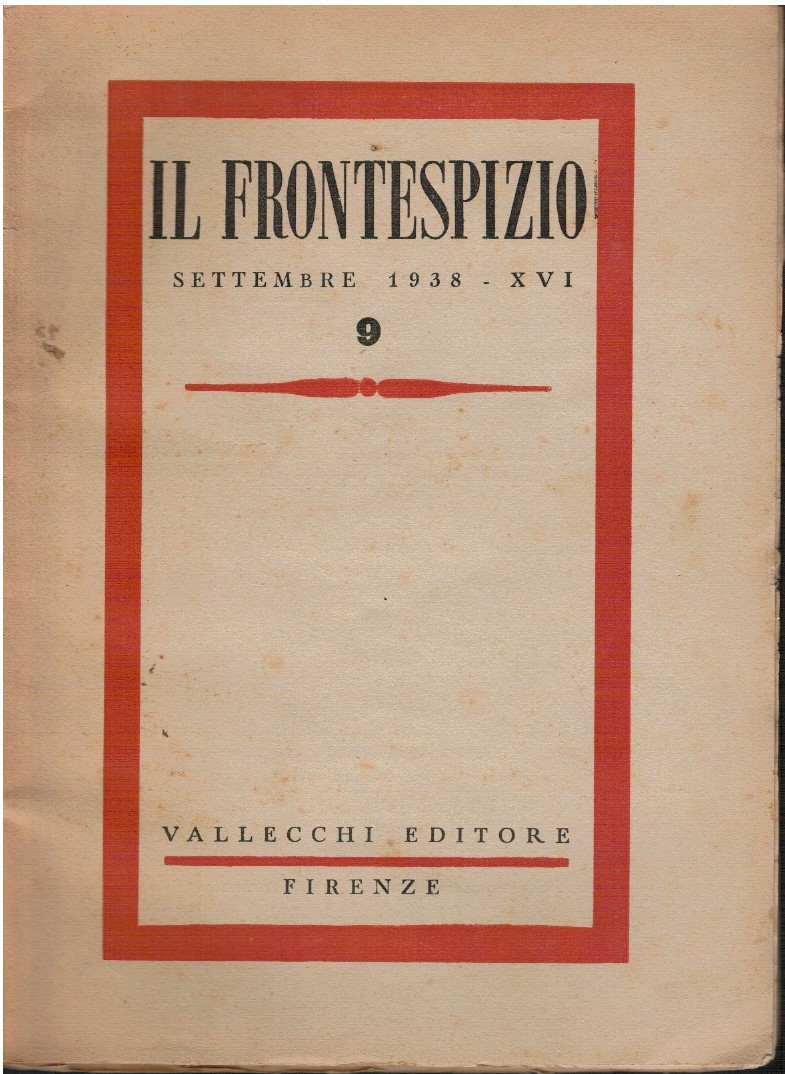 Il frontespizio settembre 1938-XVI