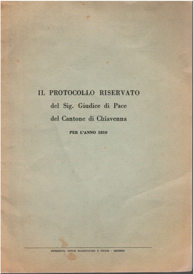 Il protocollo riservato del Sig.Giudice di Pace del cantone di …