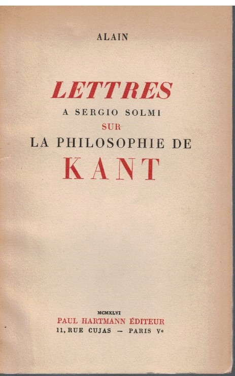 Lettres a Sergio Olmi sur la philosophie de Kant