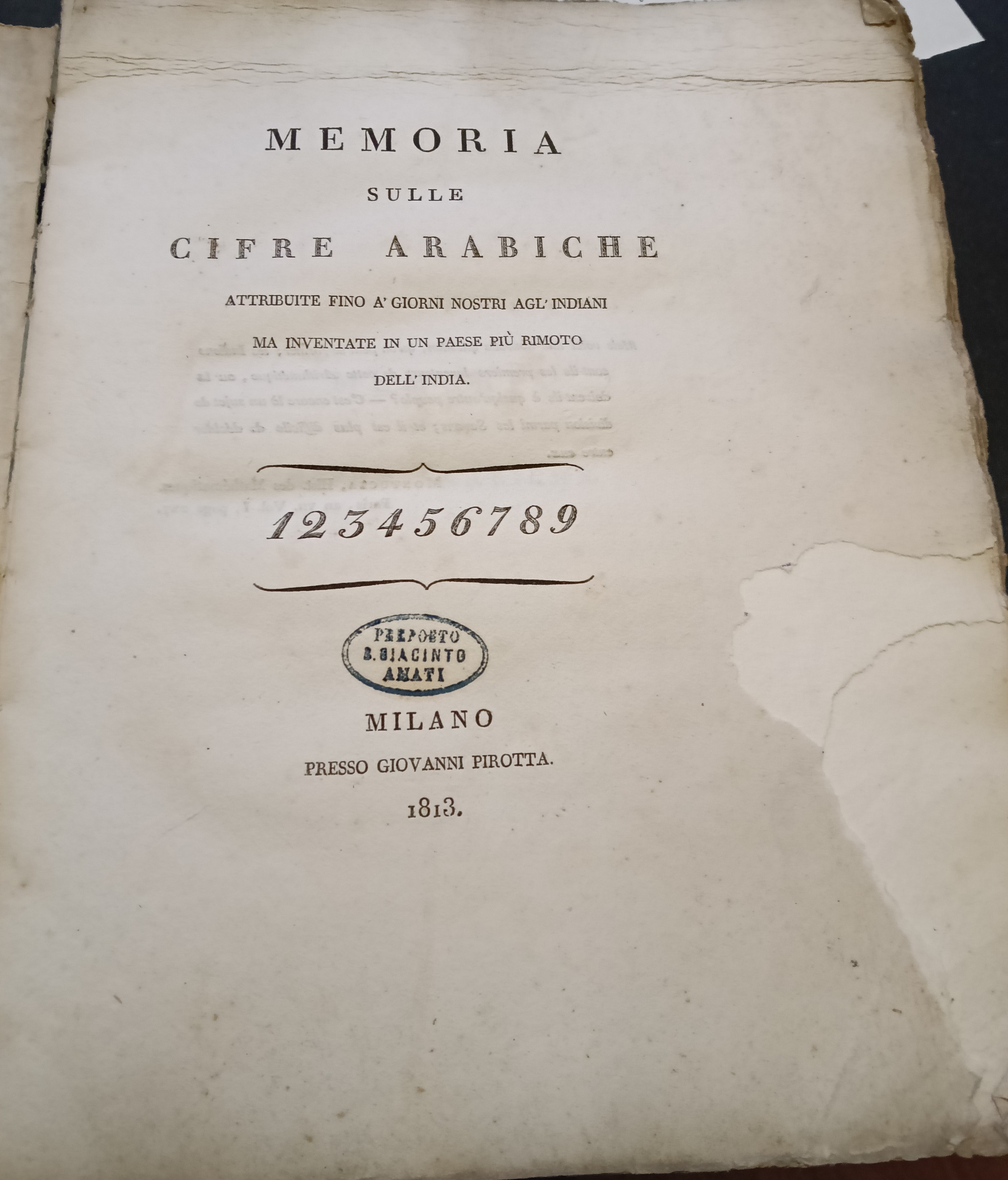 Memoria sulle cifre arabiche attribuite fino a' giorni nostri agl'indiani …
